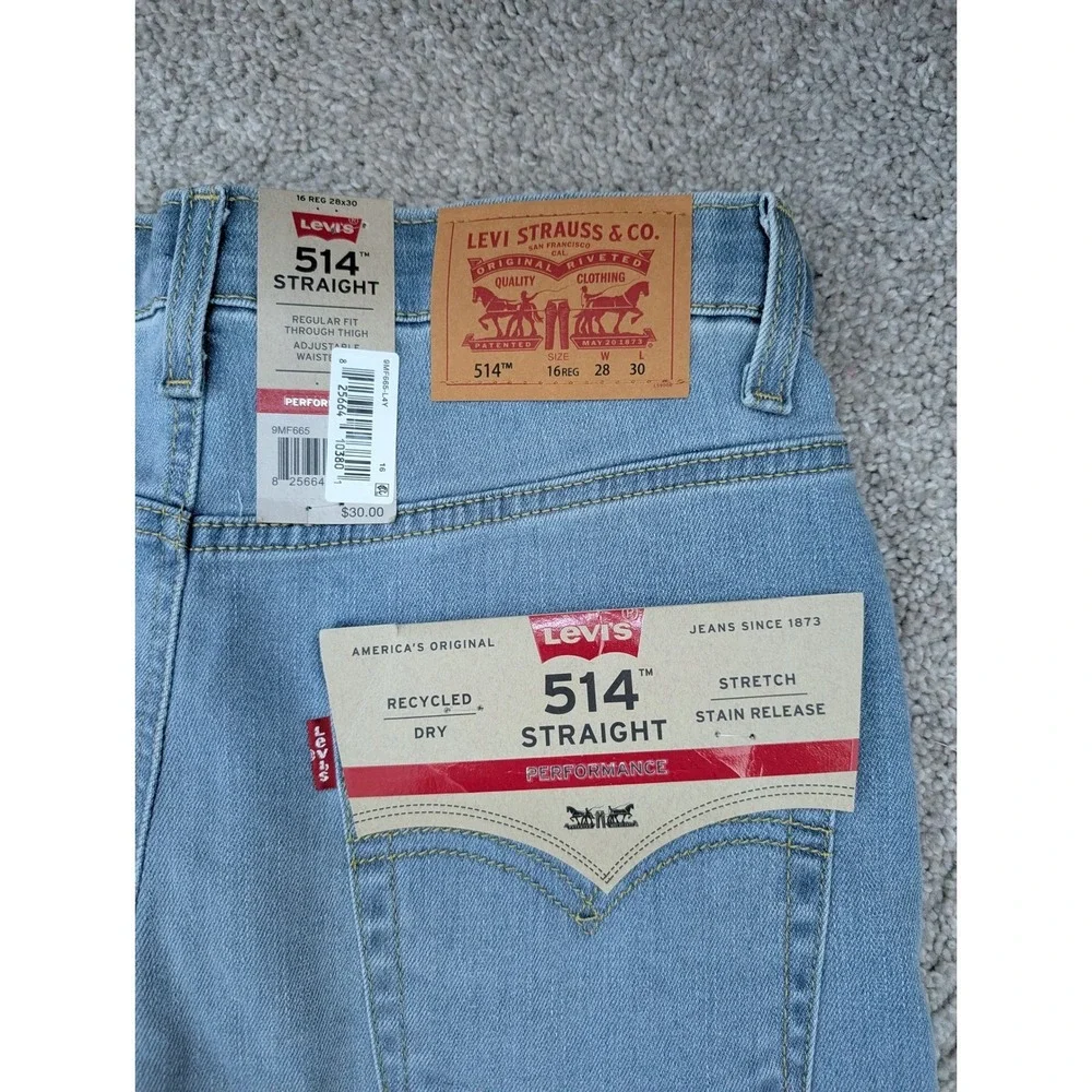 NWT Lot of 3 Levi's 514 Straight Performance Jeans Boys 16 Reg